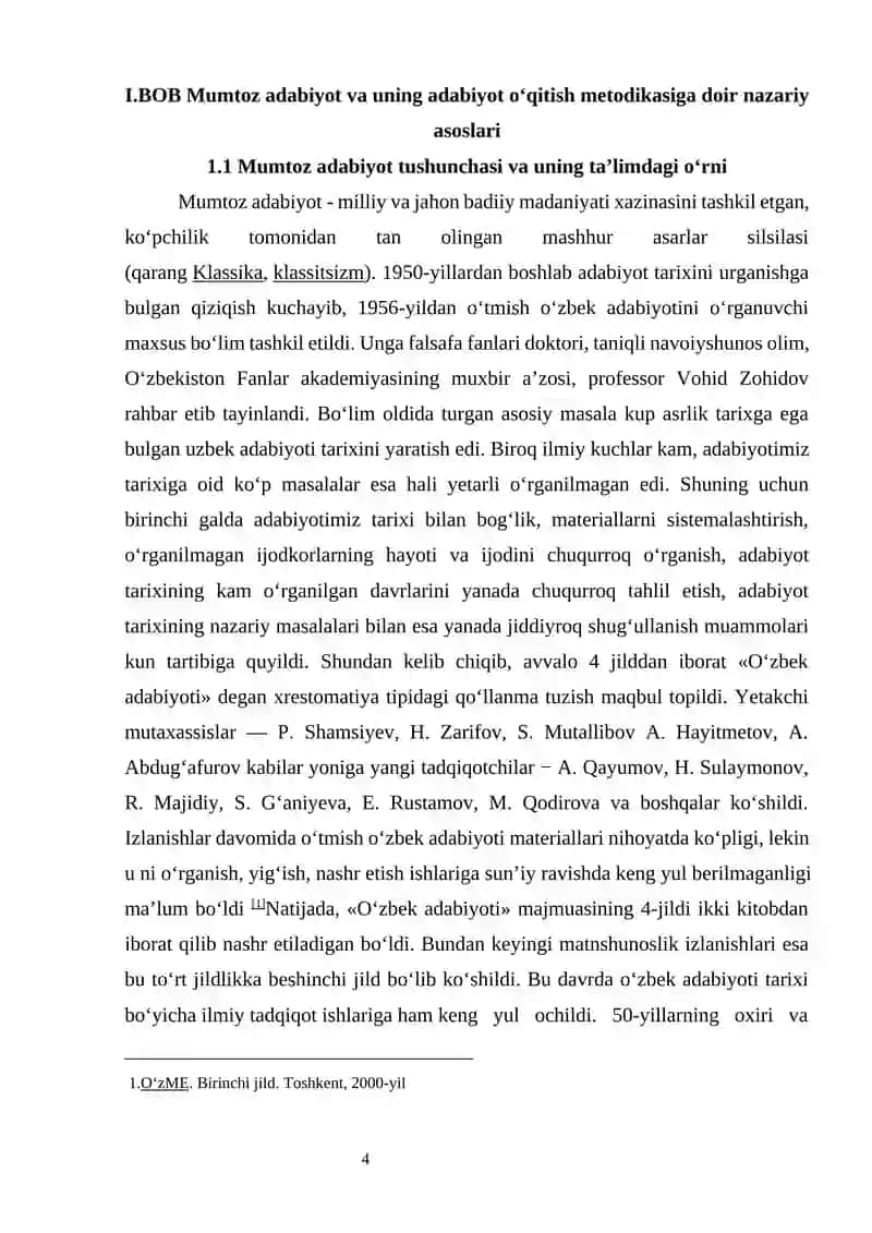 "Adabiyot oʻqitish metodikasi" 4