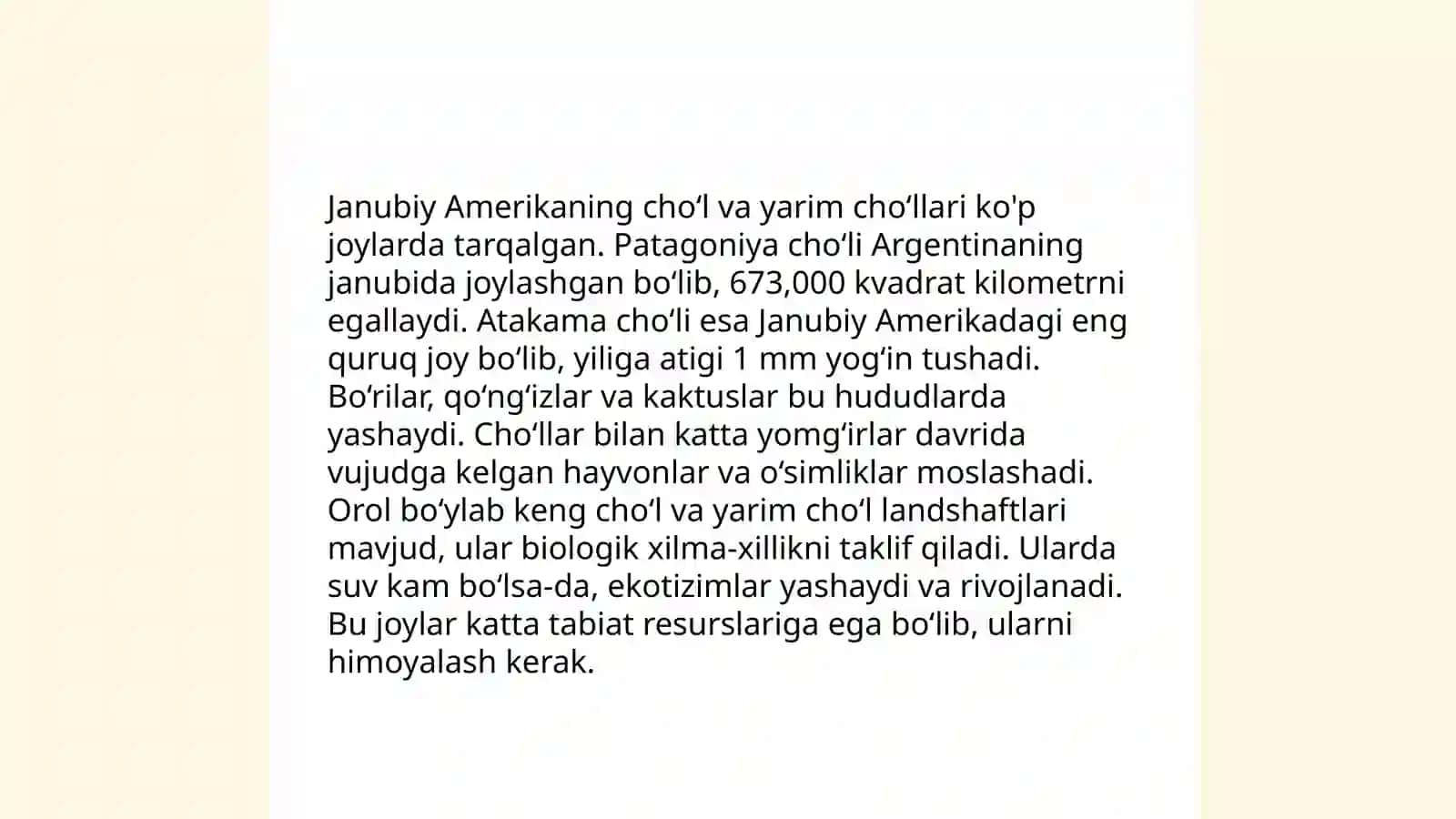 Janubiy Amerika materigi tabiat mintaqalari (tuproq, o‘simlik va hayvonot dunyosi) 4