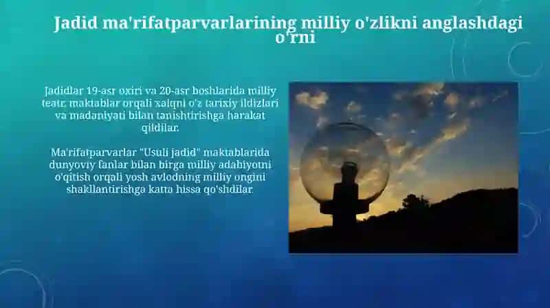 Jadid manfat parvarlarning oʻlka ijtimoiy manaviy hayotida tutgan oʻrni 4