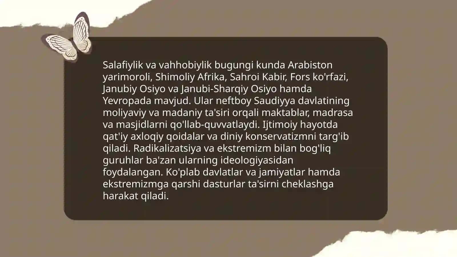 Islomdagi oqim va yoʻnalishlarning hozirgi kundagi koʻrinishi 4