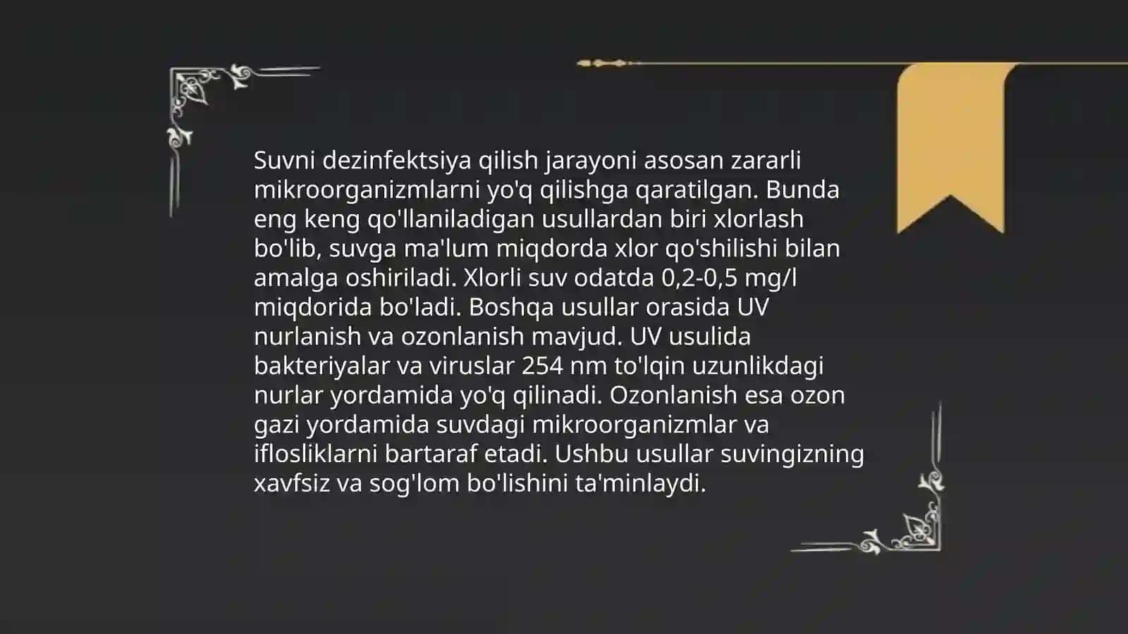 Ichimlik suvi sifati yaxshilashning asosiy usullari 4