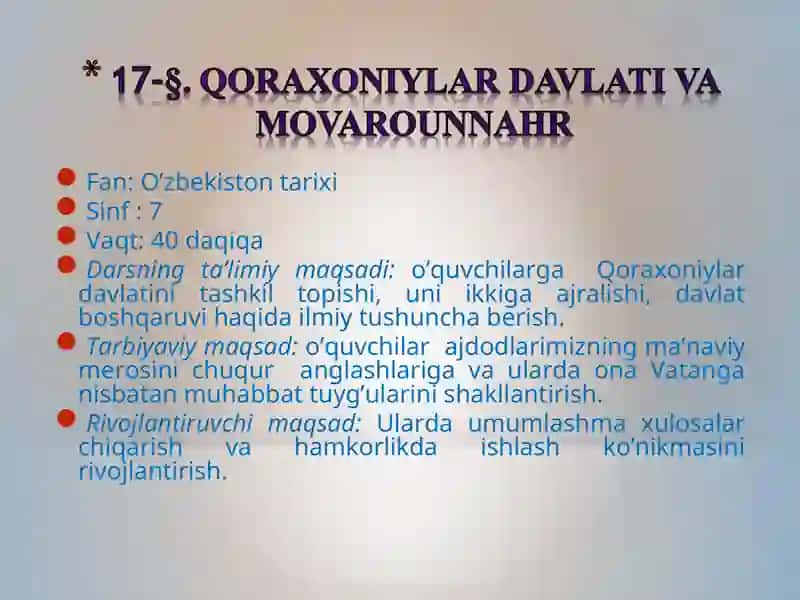 Qoraxoniylar davlati va movarounnahr 4