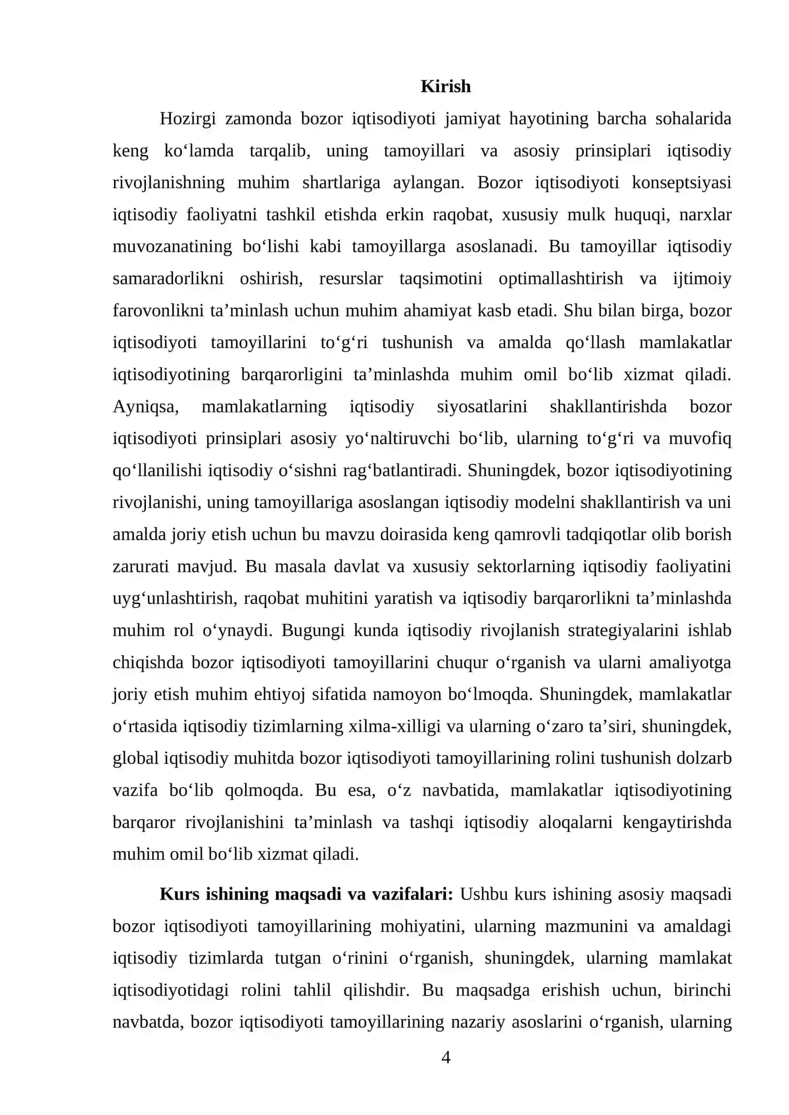 KONSTITUTSIYADA BOZOR IQTISODIYOTI VA TAMOYILLARI KURS ISHI 4