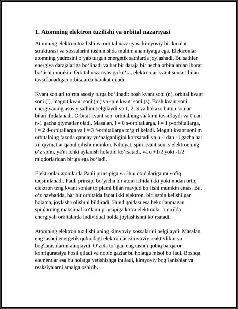 KIMYOVIY BIRIKMALARNING ELEKTRON TUZILISHI VA XOSSALARI 4