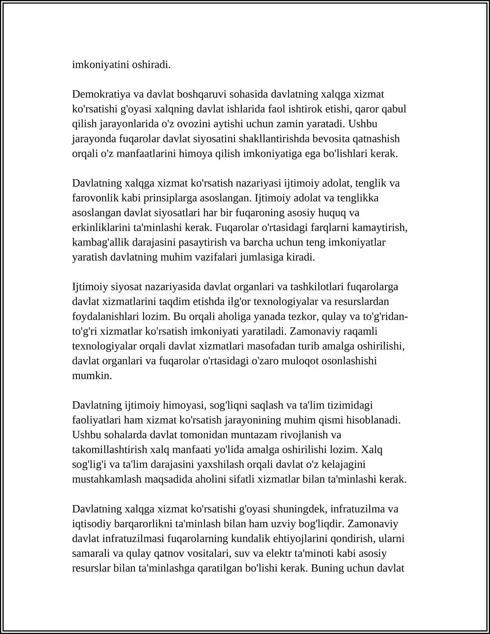 "DAVLAT XALQGA XIZMAT KÓRSATISHI SHART"G'OYASI 4