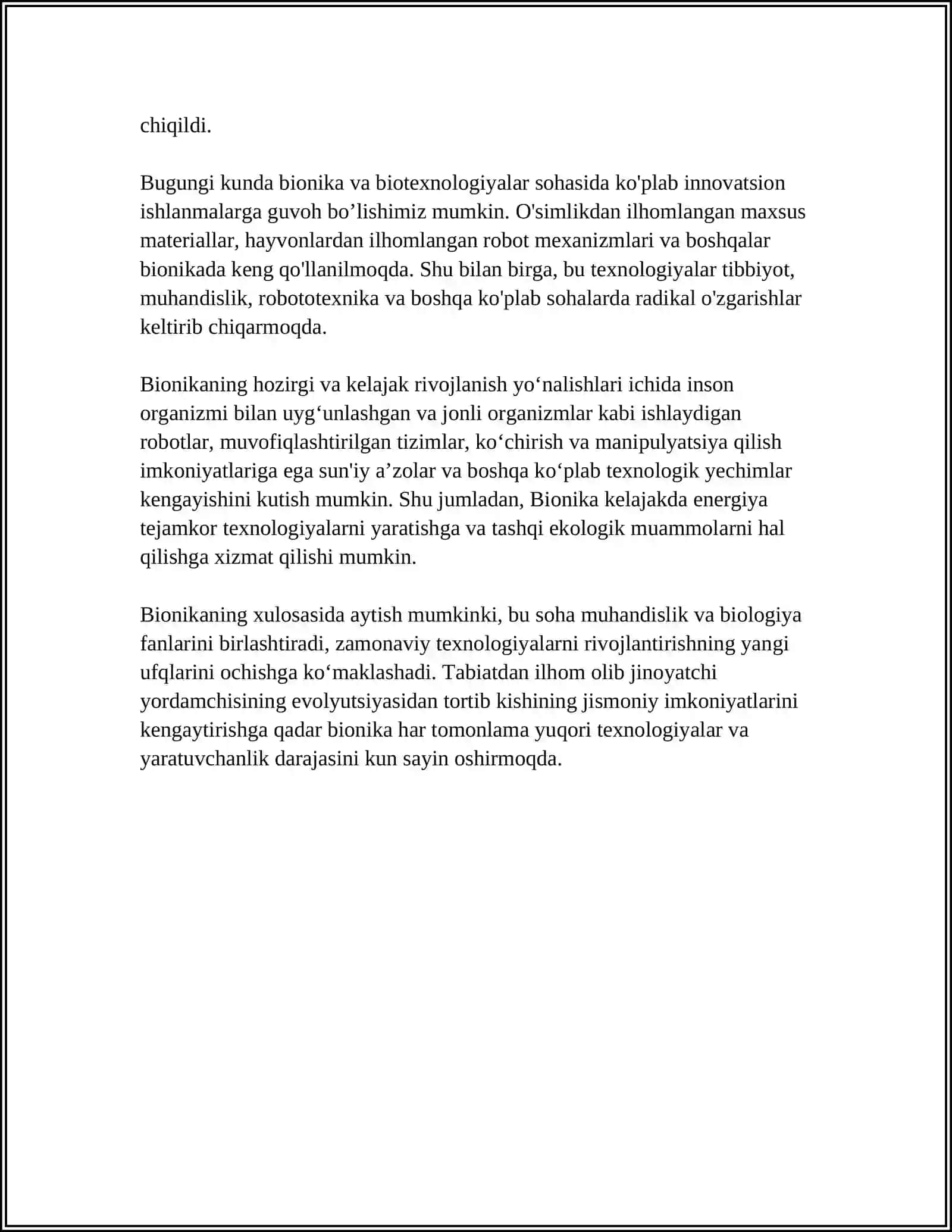 BIONIKA ASOSLARI VA UNI INSON HAYOTIDAGI OʻRNI 4