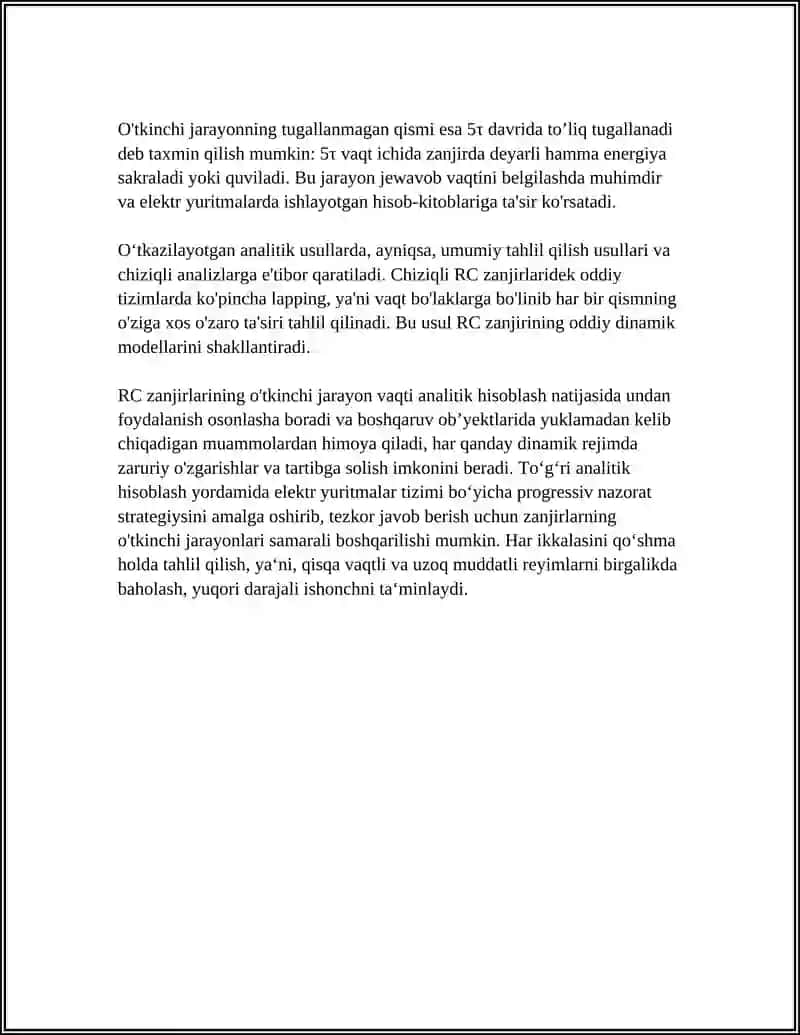 ELEKTR YURITMALAR OʻTKINCHI JARAYON VAXTINI GRAFIK VA ANALITIK USULLARDA ANIQLASH 4