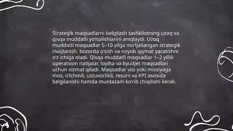 Strategik joylashishni aniqlash: maqsadlar, yo‘nalishlar, darajalar 4
