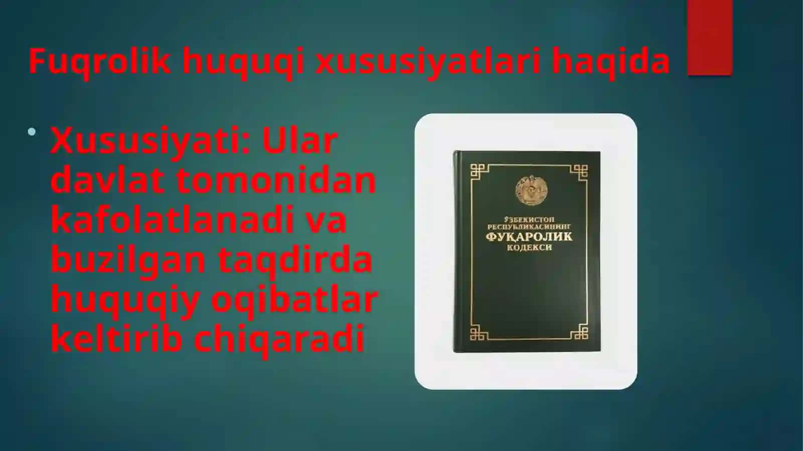 Bo’ronova Maftunaning Fuqarolik Huquqi Fanidan Tayyorlangan Taqdimoti 4