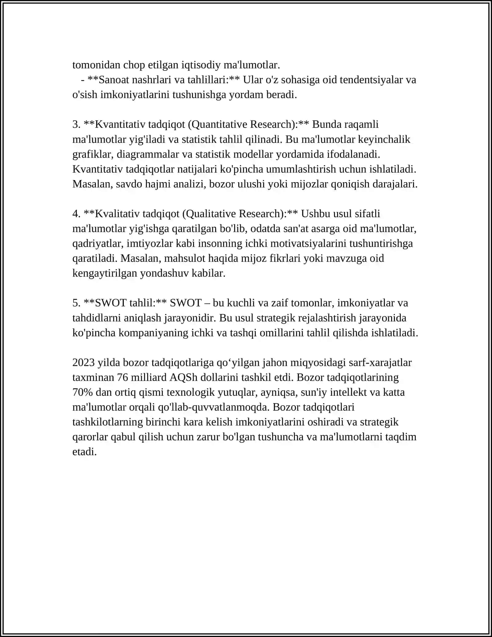 MARKETING TADQIQOTLARI ORQALI AXBOROT TO‘PLASH USULLARI 4