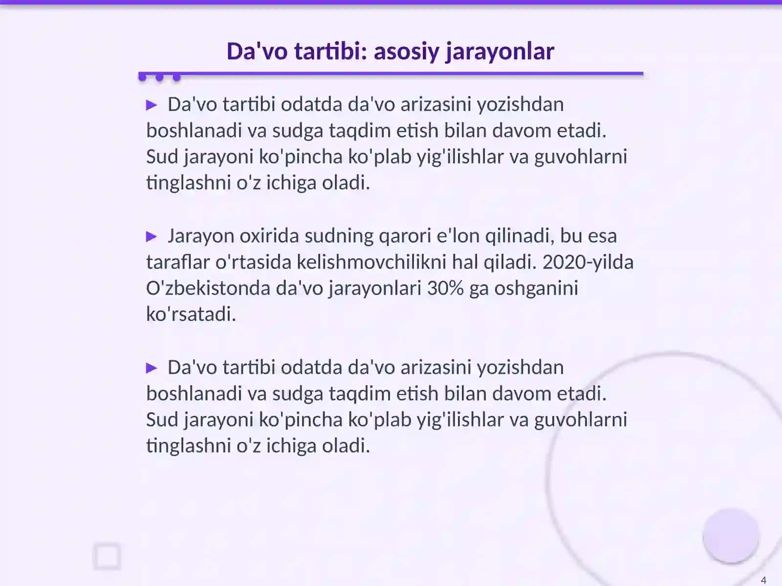 Da'vo va Da'vosiz Tartibda Ish Yuritish Farqlari 4