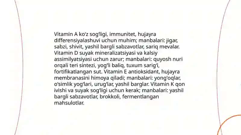 Ozuqalarning proteinli vitaminli va meniranli toʻyimliligi 4