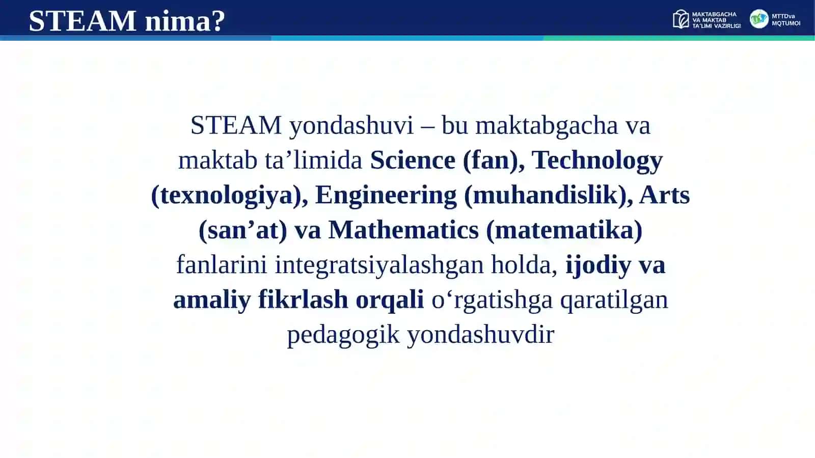 MAKTABGACHA YOSHDAGI BOLALAR RIVOJLANISHIDA STEAM YONDASHUVINING METODIK ASOSLARI VA AMALIY QO‘LLANILISHI. 4