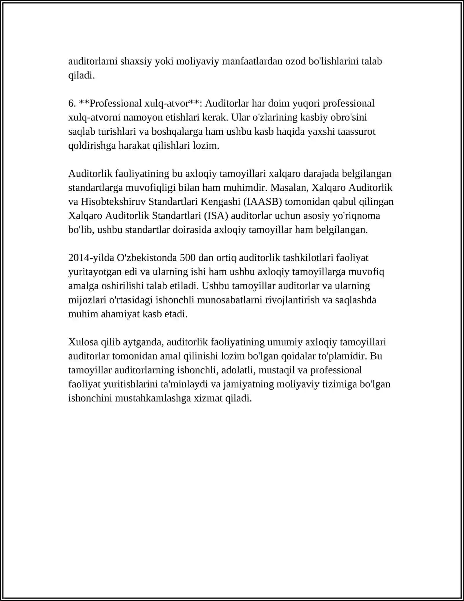 OZBEKISTON AUDITORLARINING KASBIY ETIKA KODEKSI 4