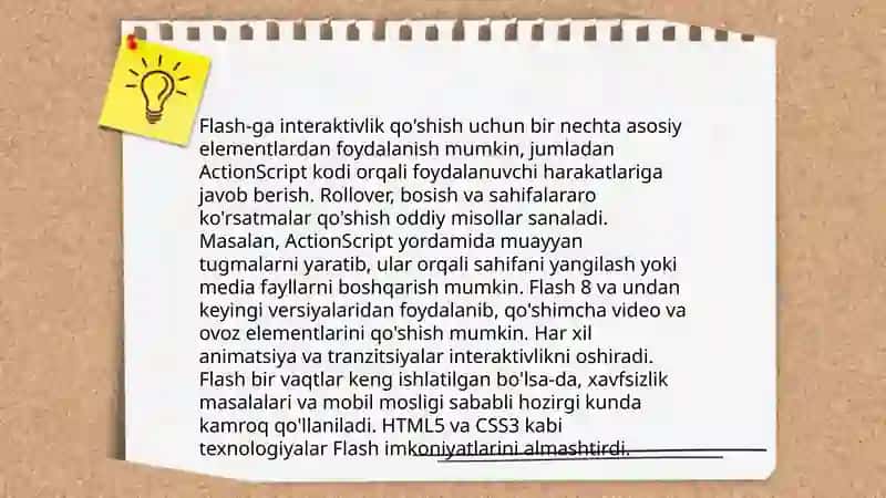 Multimedia maxsulotlarini yaratish dasturlari. Flash dasturi 4