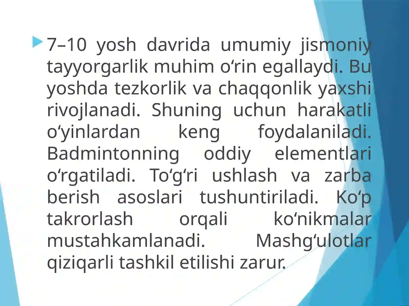 HAR XIL YOSHLI BADMINTON SPORT TURI BILAN SHUG'ULLANUVCHI SPORTCHILARNI TAYYORLASHNING XUSUSIYATLARI 4