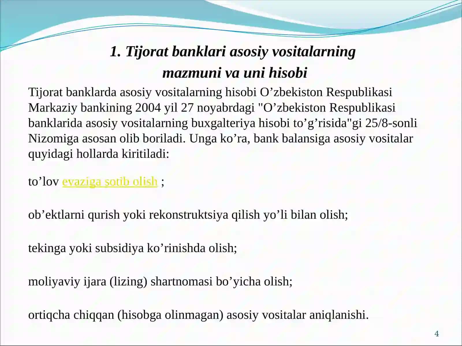BANKLARDA MODDIY VA NOMODDIY AKTIVLAR HISOBI 4