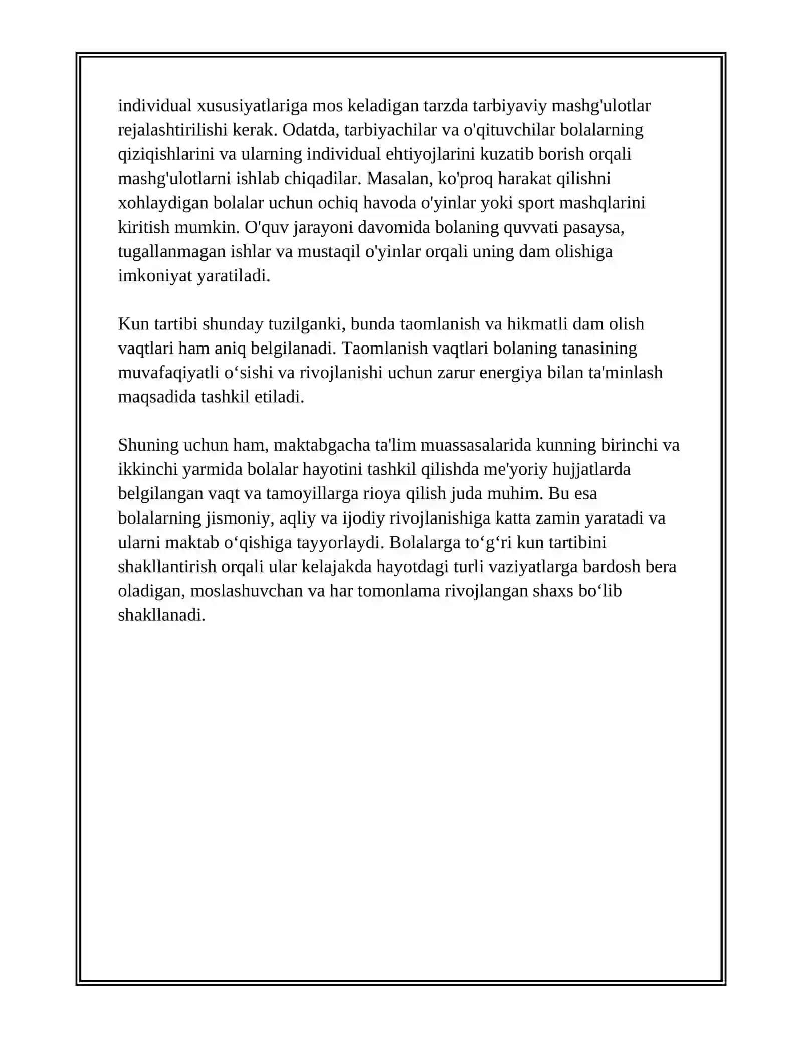 MAKTABGACHA TA'LIM TASHKILOTLARIDA KUNNING BIRINCHI VA IKKINCHI YARIMIDA BOLALAR HAYOTINI TASHKIL ETISH 4
