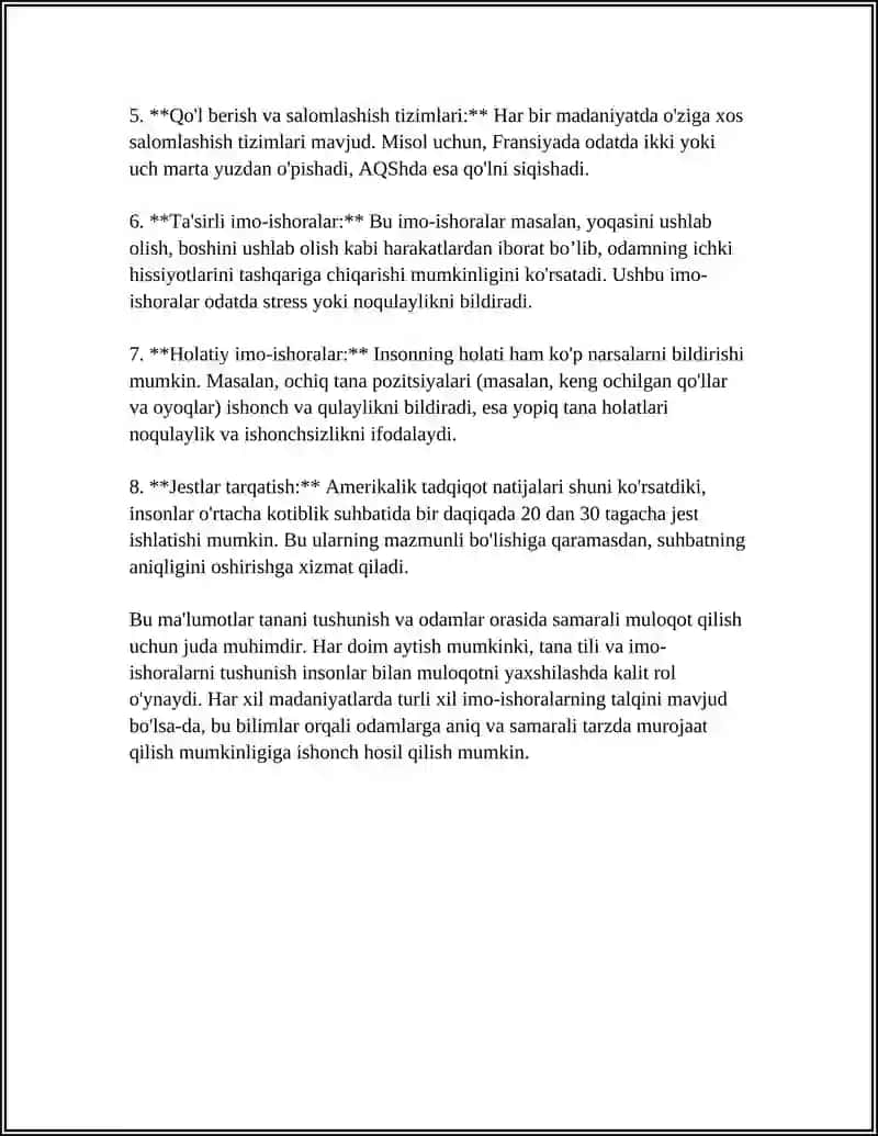 MULOQOTNI BOYITUVCHI OMILLAR.NOVERBAL MULOQOT 4