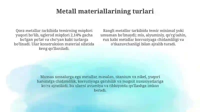 Metall Materiallarining Xususiyatlari 4