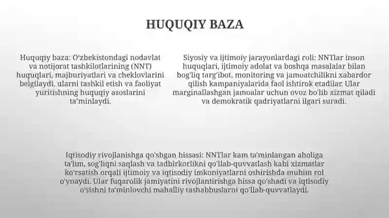 O‘zbekistonda Nodavlat, Notijorat Tashkilotlar Va Ularning Siyosiy Ijtimoiy Hamda Iqtisodiy Jarayonlarda Tutgan Orni 4