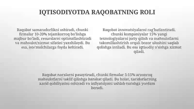Raqobatning iqtisodiyotdagi roli 4