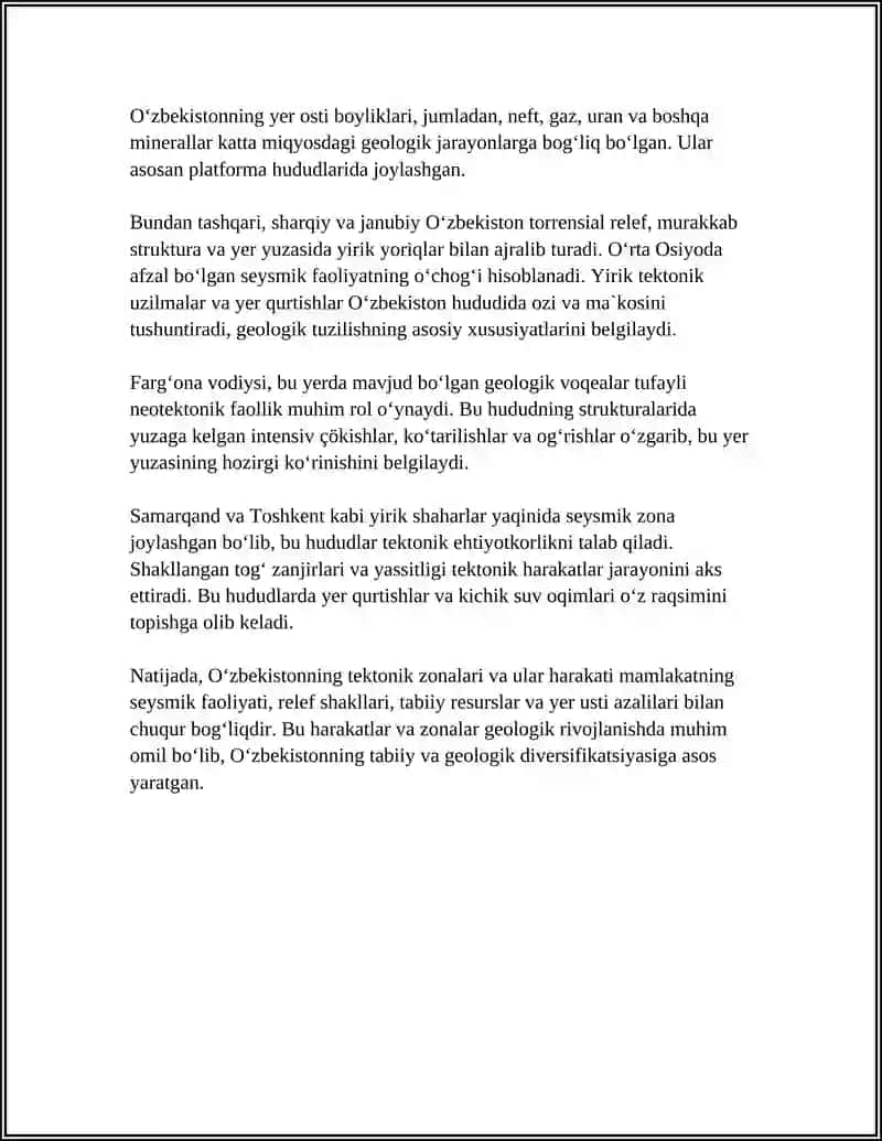 O'ZBEKISTONNING GEOLOGIK TUZILISHI VA ASOSIY XUSUSIYATLARI 4