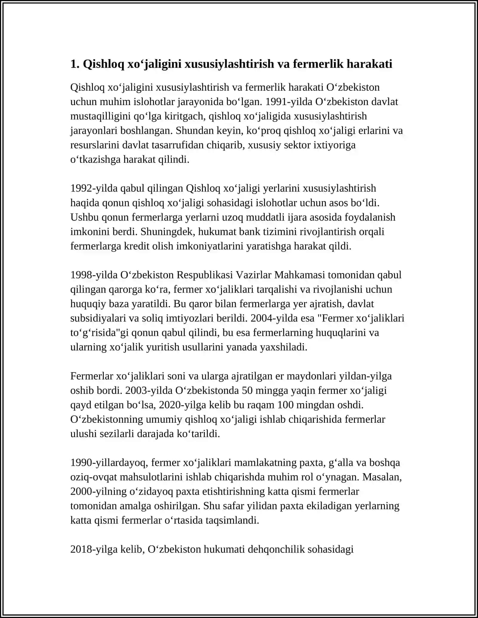 MUSTAQILIK YILARIDA QISHLOQ XO‘JALIGI VA SANOAT SOHASIDAGI O‘ZGARISHLAR 4
