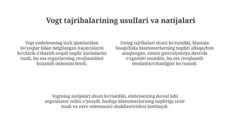 Blastomerlarning organlarga aylanishi tajribasi 4