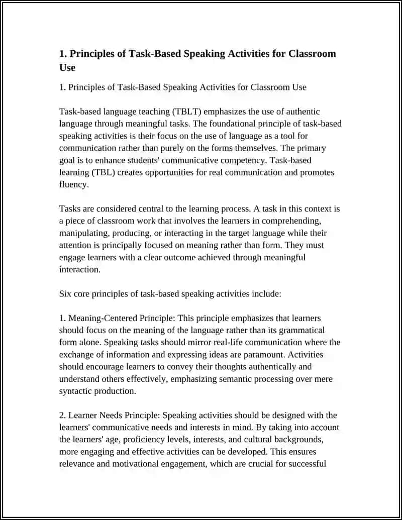Task-Based Speaking Activities for Classroom Use 4