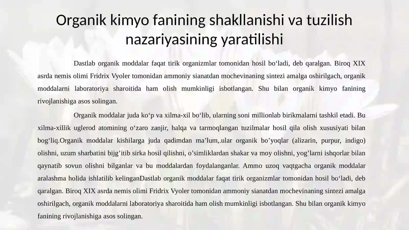 Organik moddalarning tuzilish nazariyasi 4
