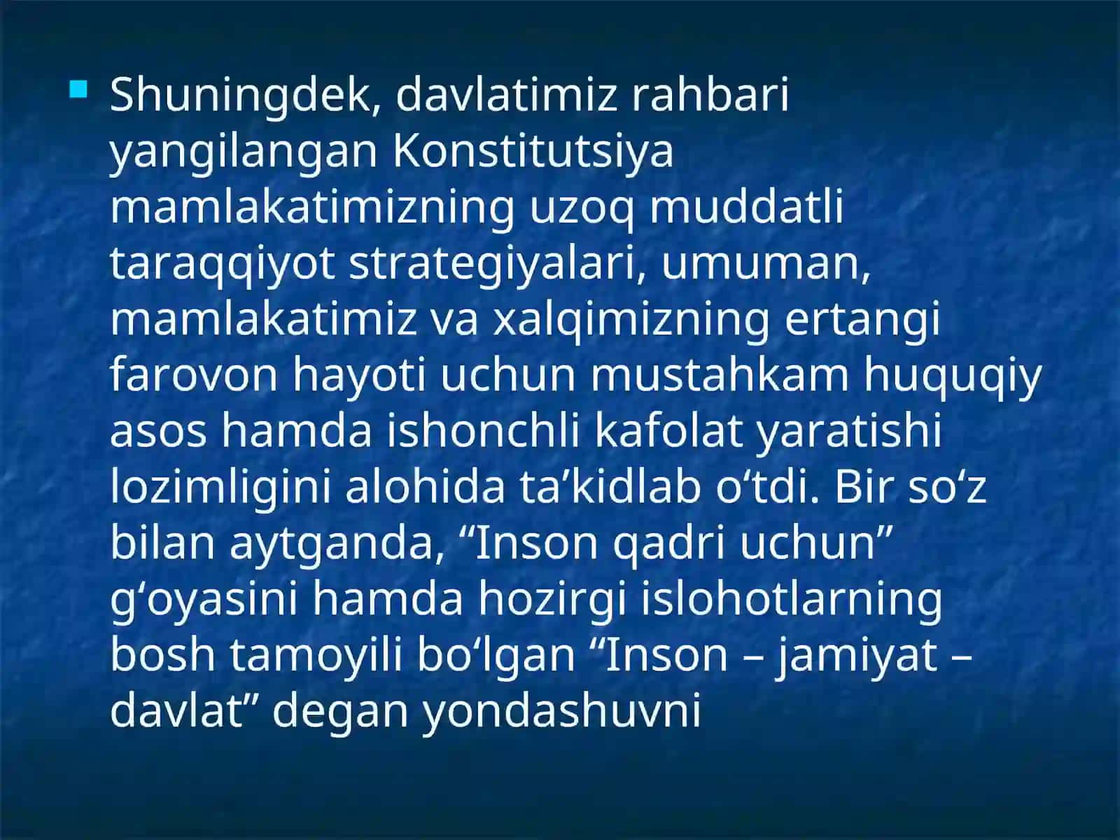 Miranda qoidasining O'zbekiston Konstitutsiyasida mustahkamlanishi va ahamiyati..ppt 4