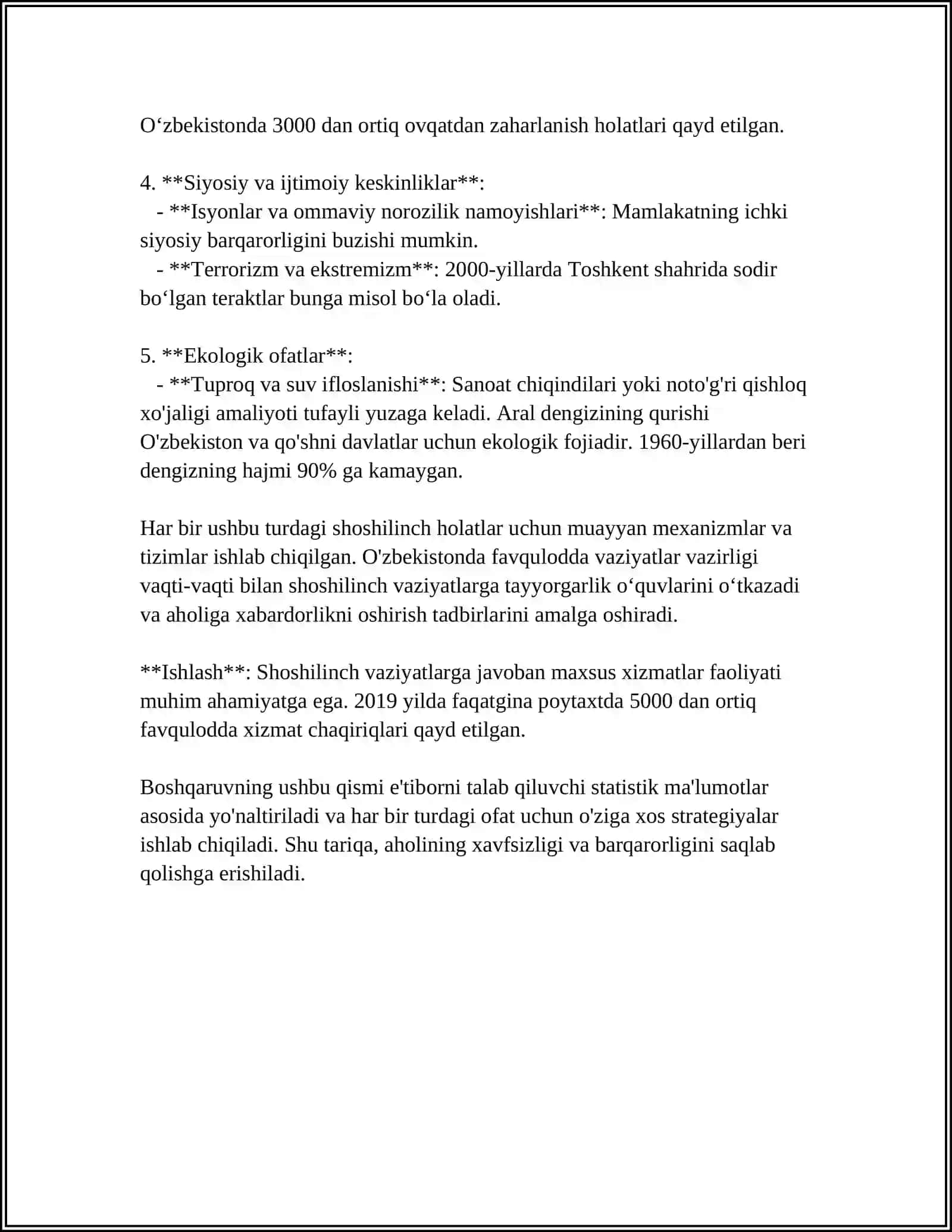 SHOSHILINCH VA KRITIK HOLATLAR XAQIDA MALUMOT, KELIB CHIQISH SABABLARI VA TURLARI XAQIDA MALUMOT 4