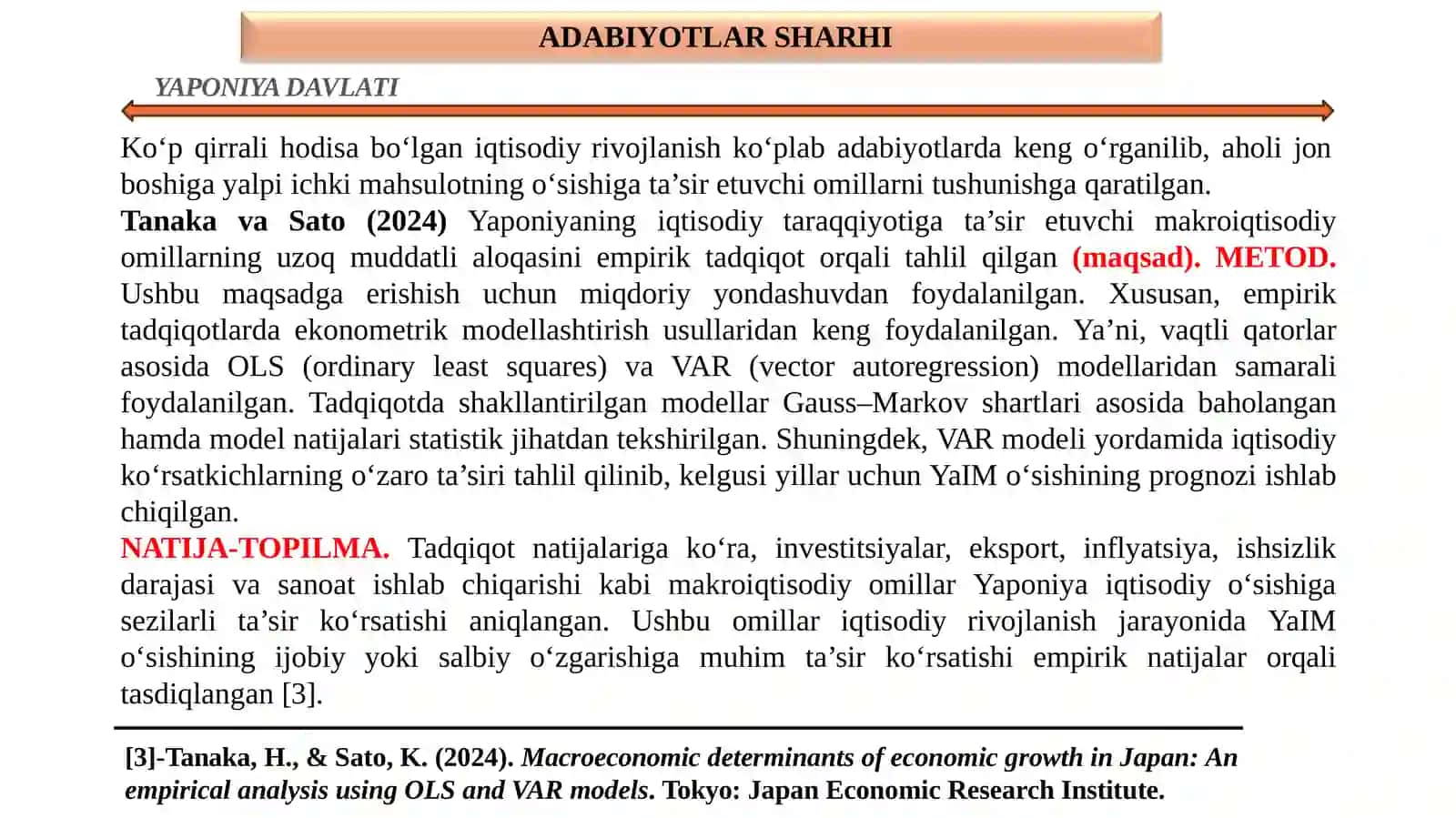 Yaponiya iqtisodiyoti va emperik tahlili (OLS model) 4