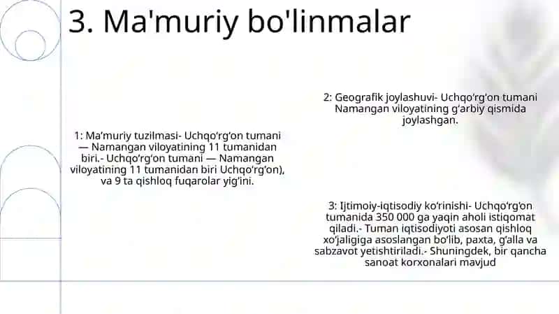Namangan Viloyati Uchqo’Rg’On Tumani Haqida Taqdimot Tayyorlash 4