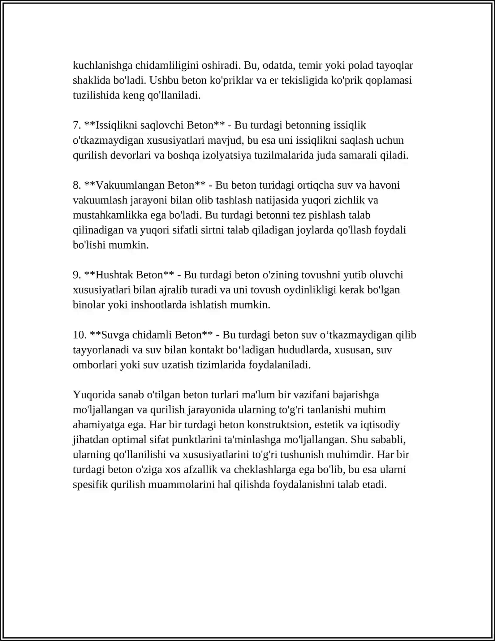 TEGISHLI BETONLAR 4