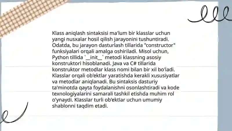 Oddiy classlar va obyektlarni yaratish.Class Definition haqida. 4
