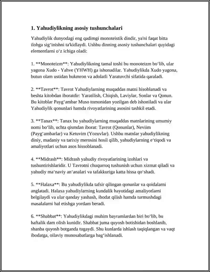 MUSTAQIL ISH PRESIDENTATSIYA TAYYORLASH DINSHUNOSLIKDAN YAHUDIYLIK TA'LIMOTI AN'ANA VA MAROSIMLARI 4