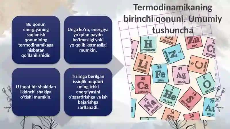 Termodinamikaning birinchi qonuni 4