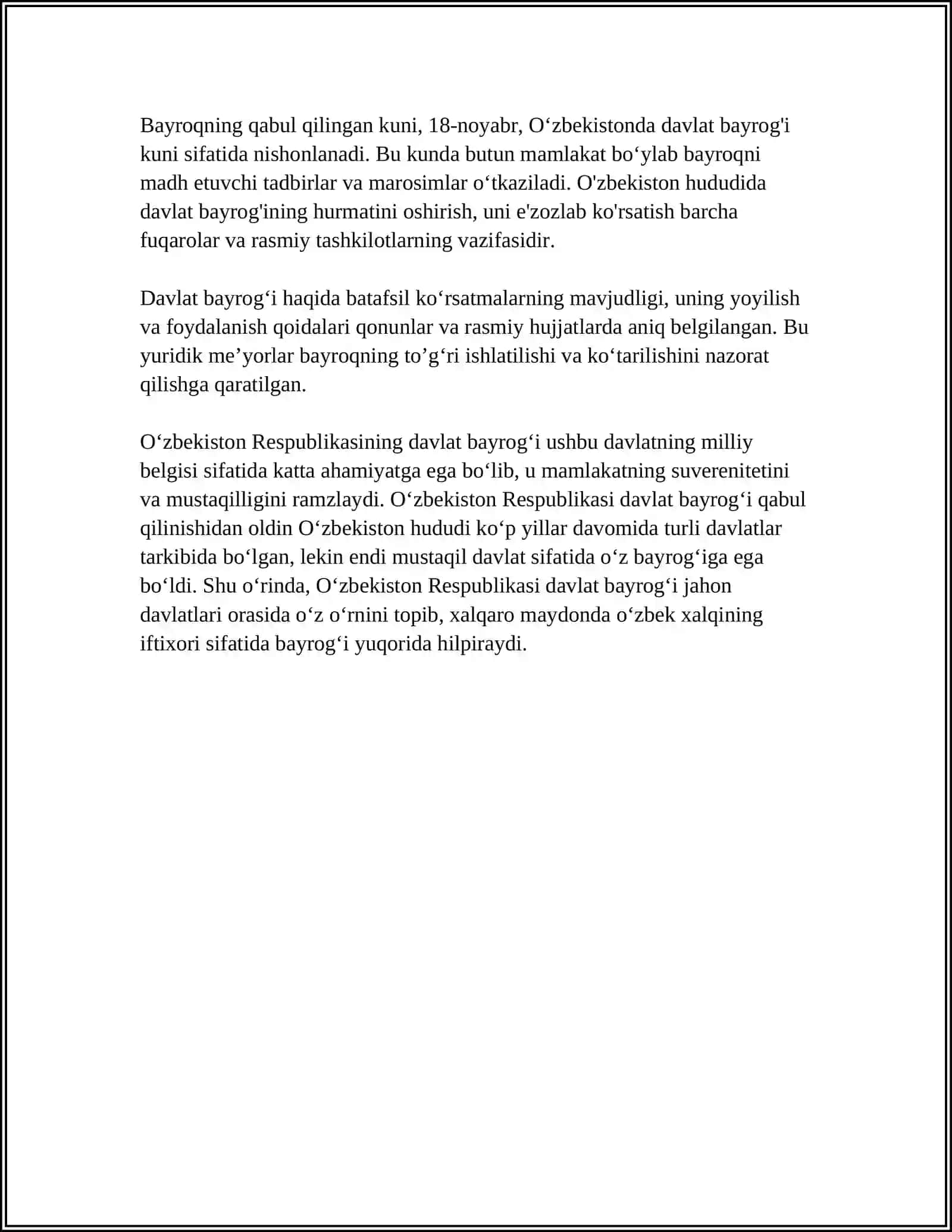 Oʻzbekiston Respublikasi Davlat Ramzlari 4