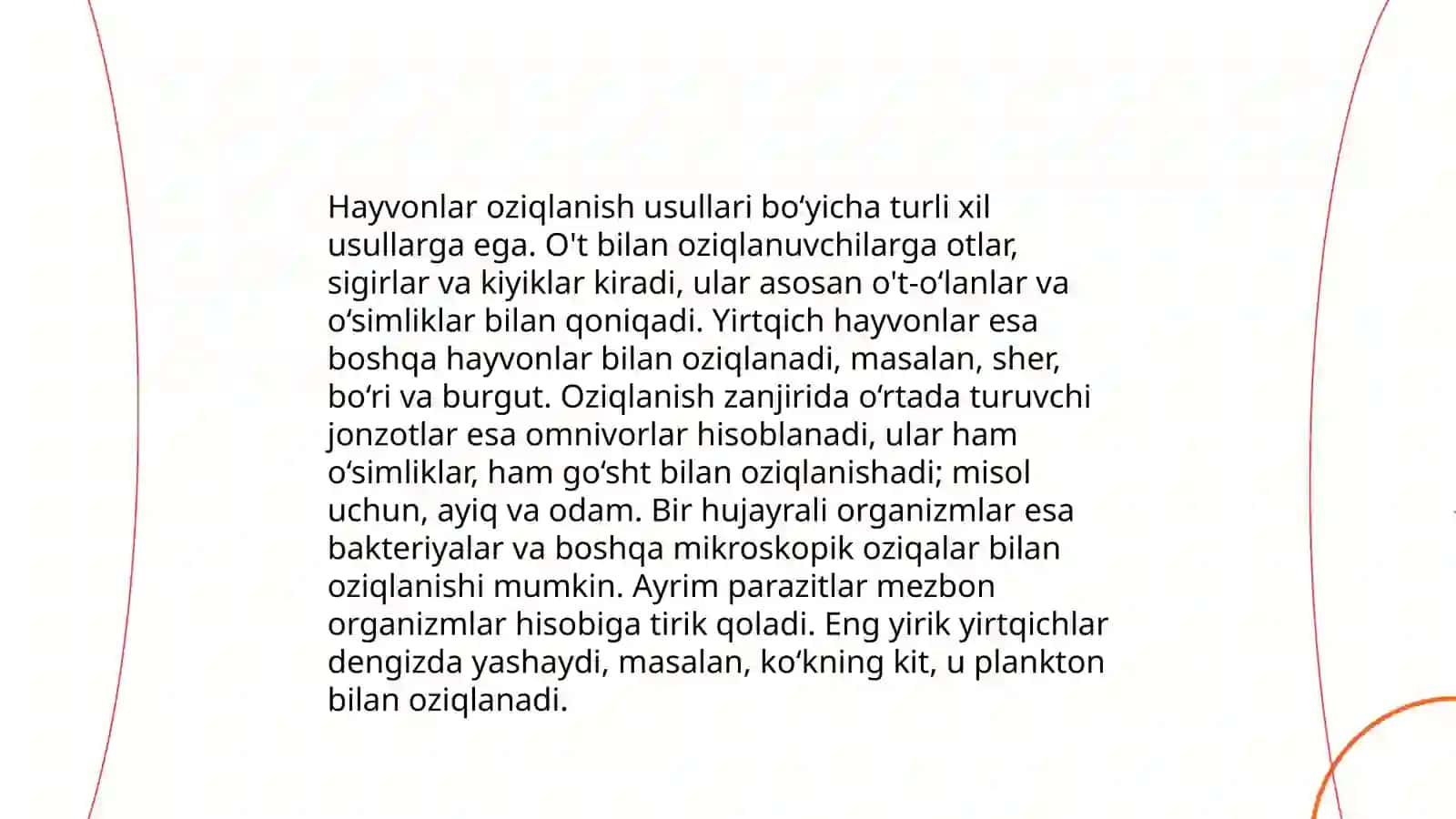 Hayvonot olamining yashash tarzi va turlari haqida bilimlarni o'zlashtirish va tahlil qilish 4