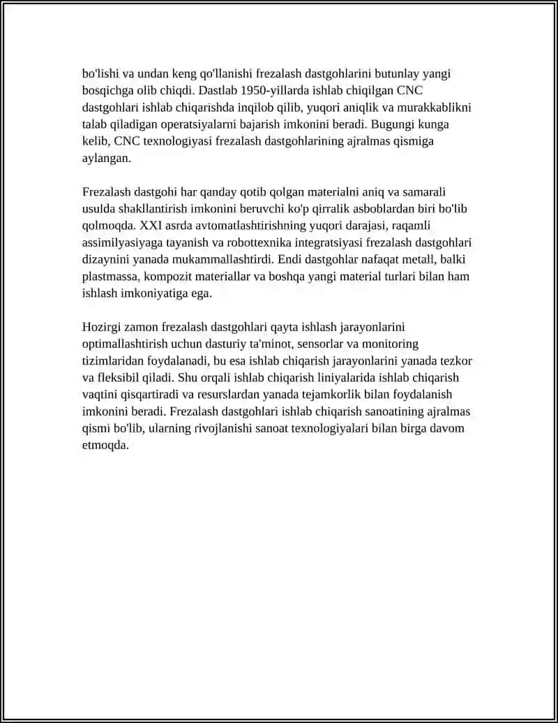 FREZALASH DASTGOHI KONSTRUKSIYASINI O’RGANISH 4
