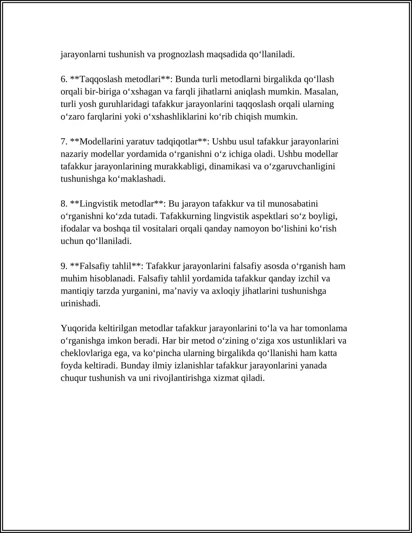 TAFAKKUR JARAYONLARINI EKAPERIMENTAL O'RGANISH 4