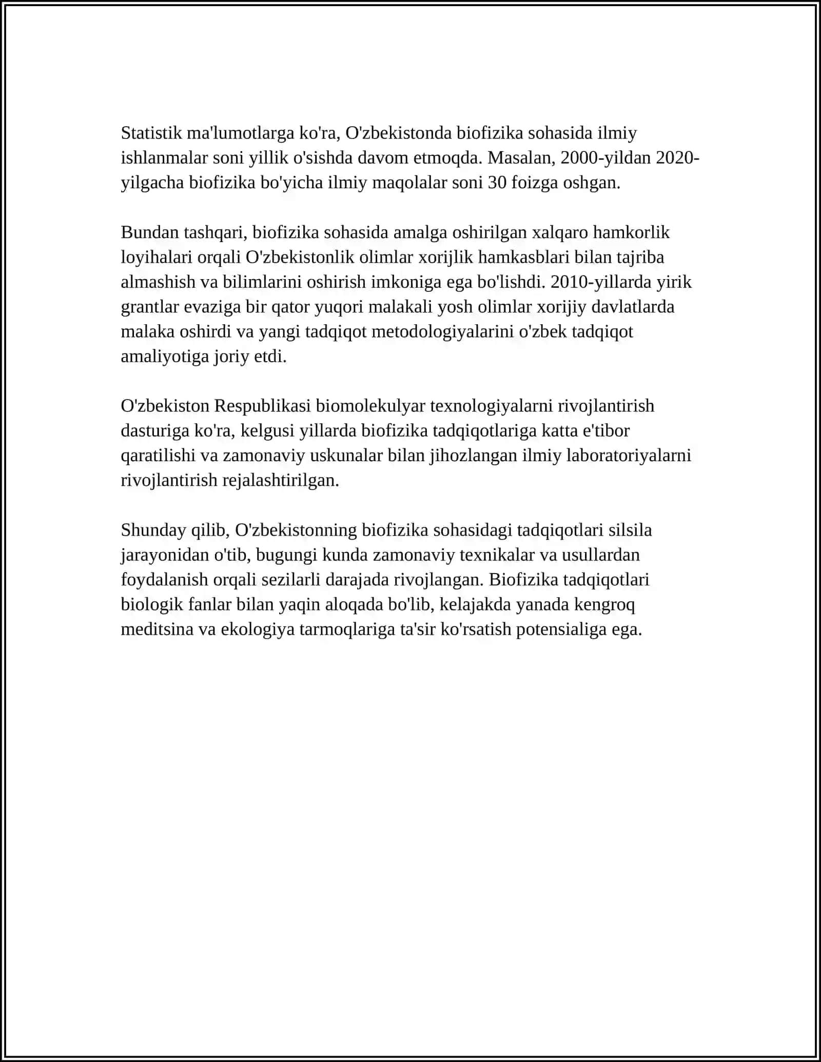 OʻZBEKISTONDA BIOFIZIK TADQIQOTLARNING RIVOLANISHI 4