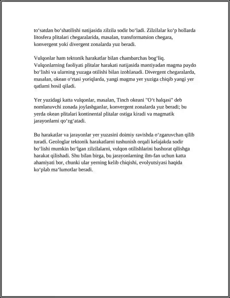 TEKTONIK HARAKATLAR UNING TURLARI ZILZILA VA VULQONLAR 4