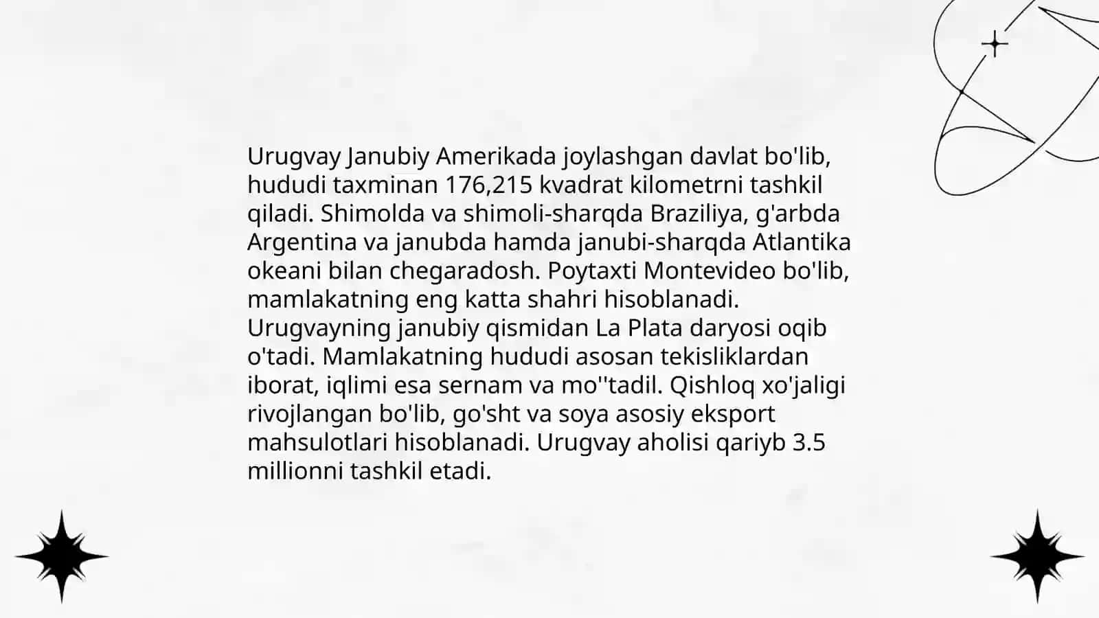 Ruminiya va Urugvay davlatlari haqida malumot 4