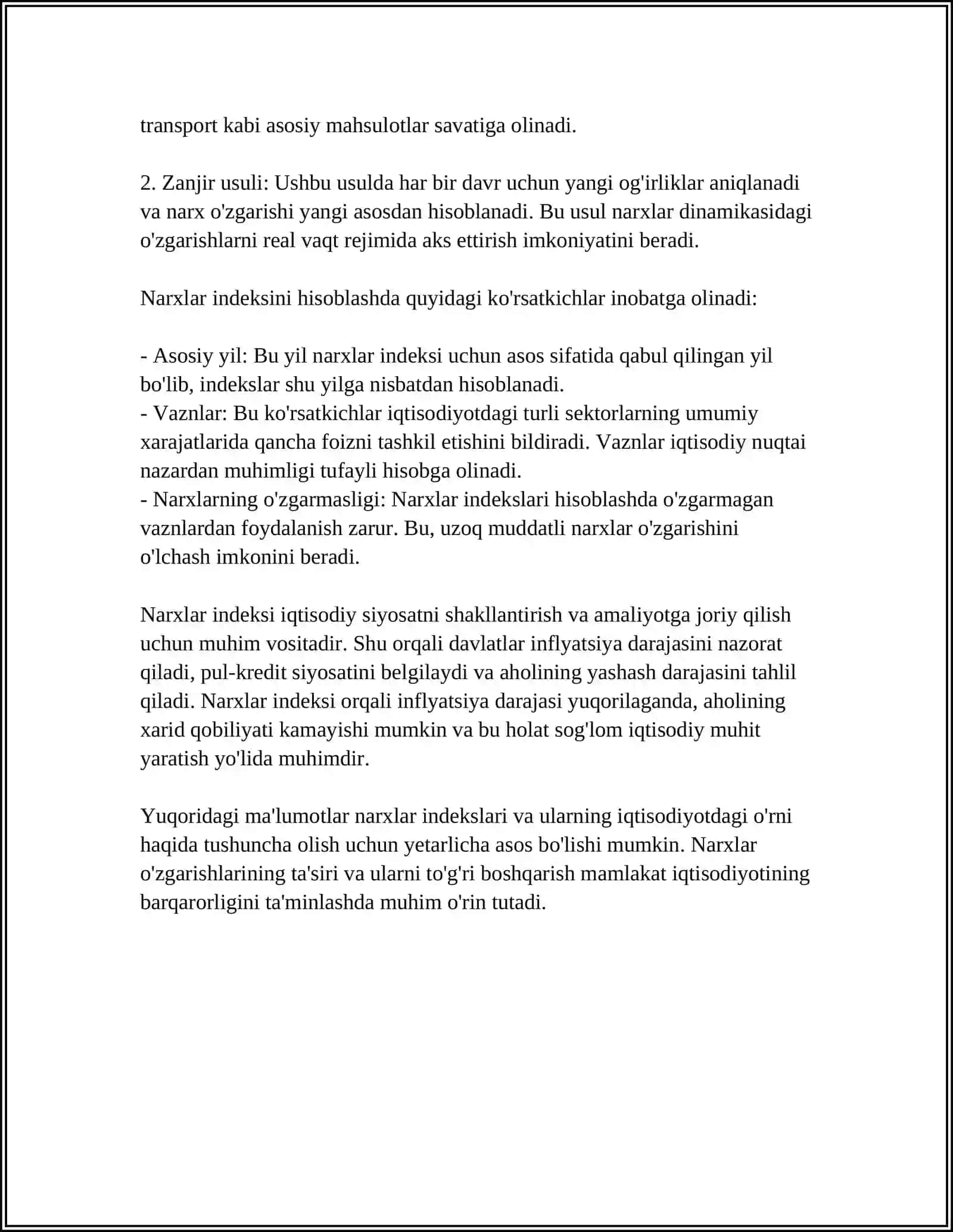 SIFAT KO'RSATKICHLARI INDEKSLARINI QURISH TAMOYILLARI (NARX INDEKSLARI) 4