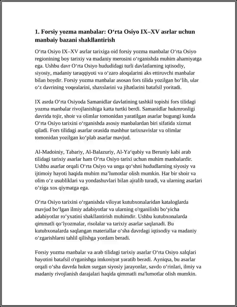 O‘RTA OSIYO IX-XV ASRLAR TARIXIGA OID FORSIY YOZMA MANBALAR VA VILOYAT KUTUBXONASI KATALOGLARIDAN FOYDALANISH UCHUN METODIKALAR 4