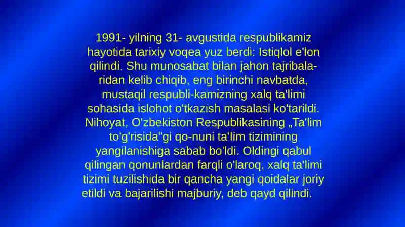 Xalq Ta'limi Tizimi respublikamizijtimoiy-iqtisodiy va madaniy rivojlantirishda ustuvor soha 4