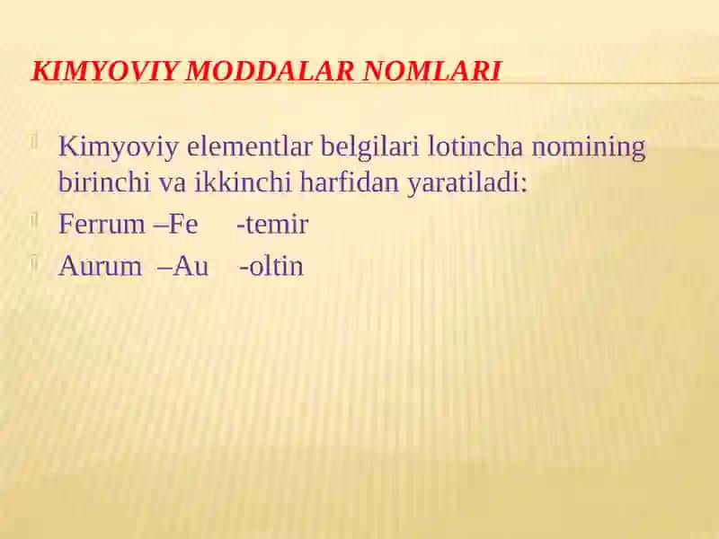 Kimyoviy Moddalar va Kislotalar Nomlanishi 4